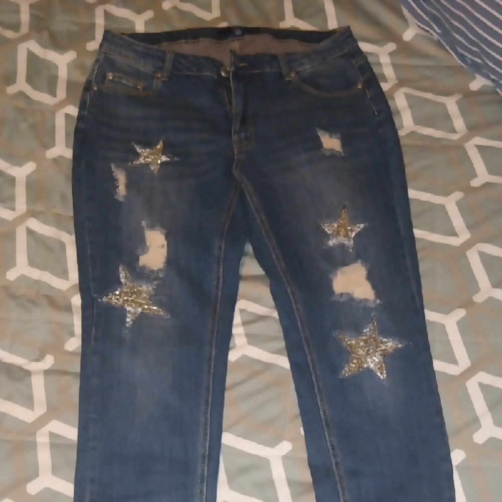 Women's Blue Star-Embellished Jeans